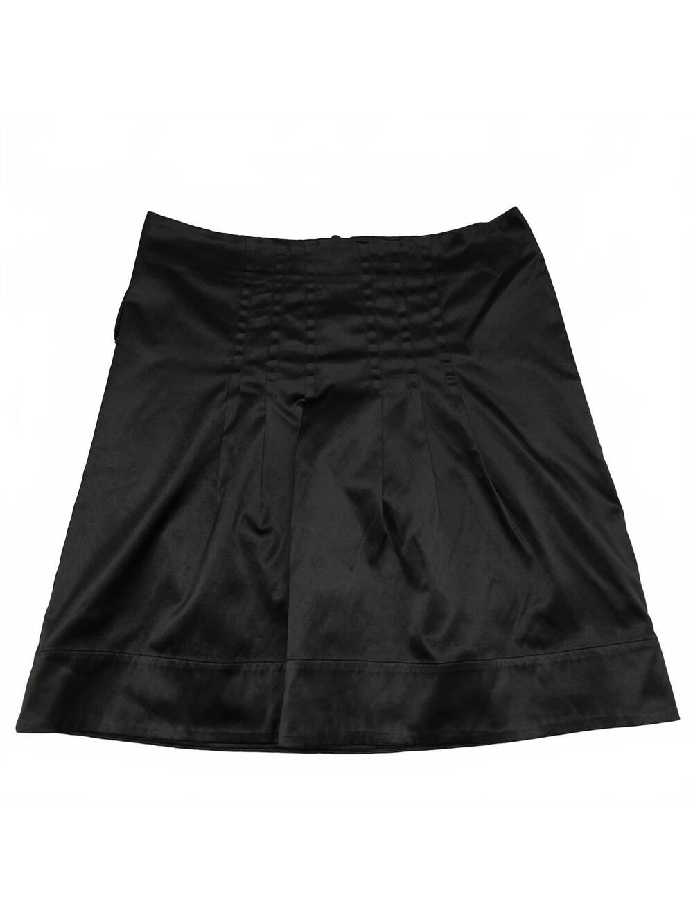H&M Whimsy Goth Black Satin Pleated Midi Skirt Size 10 Office Siren Coquette